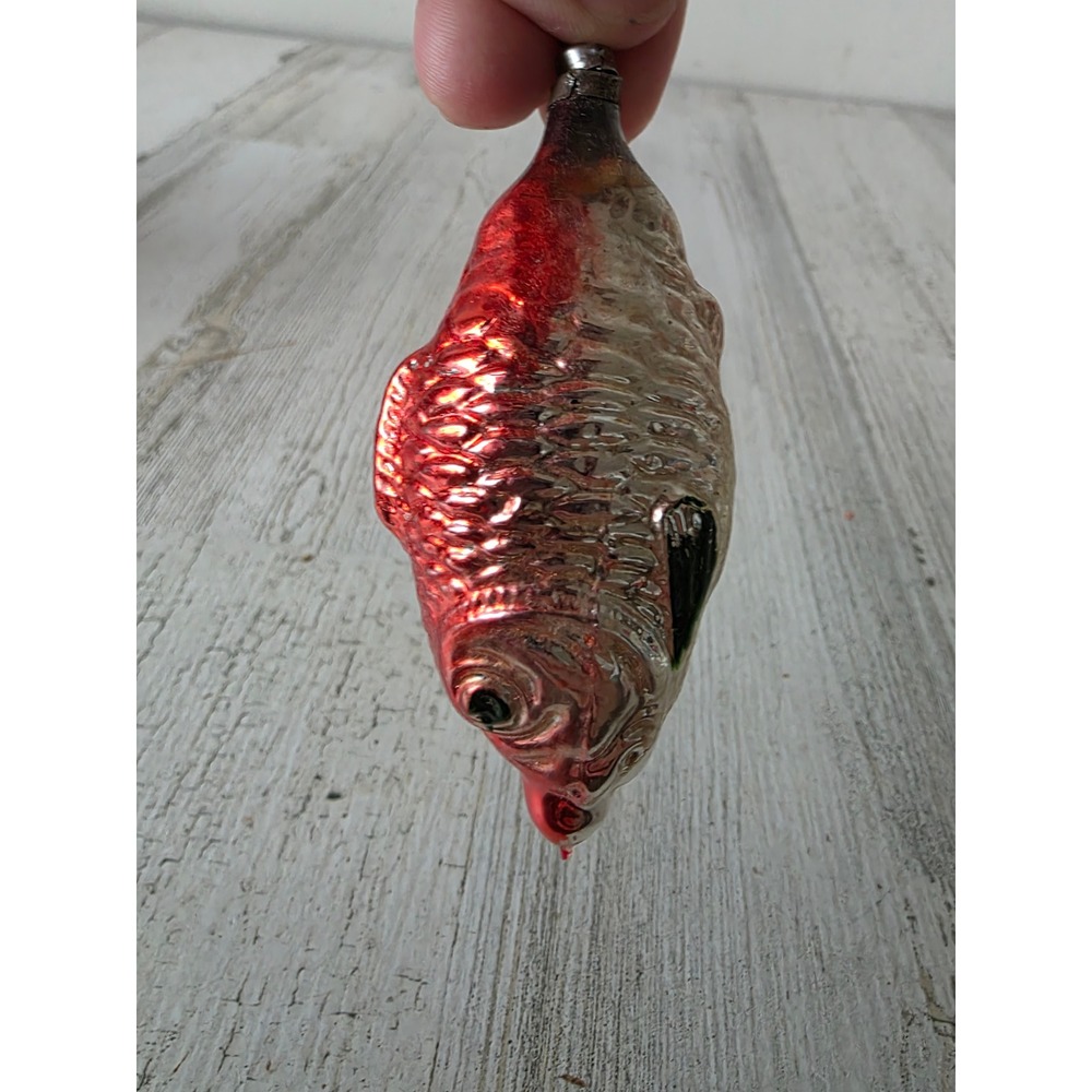 Antique glass Mercury fish red ornament poland? Xmas tree